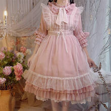 Pink Lolita Dress Vintage Stand Lace Bowknot Victorian Kawaii Girl Gothic Lolita Op Palace Sweet Princess Dress Loli Cos 2020 2024 - buy cheap