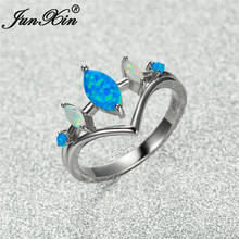 Marquise Cut Blue White Fire Opal Ring White Gold Rose Gold Color Geometric Horse Eye Stone Wave Rings For Women Wedding Bands 2024 - buy cheap