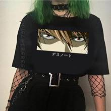 Camiseta feminina manga curta estampa death note, camiseta feminina harajuku anime japonês personalizada 2024 - compre barato