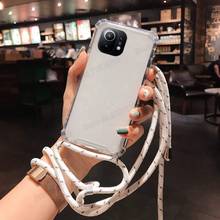 Capa de tpu transparente para xiaomi, cordão crossbody para xiaomi 11 ultra 10s k40 pro poco m3 redmi note10 9t à prova de choque 2024 - compre barato