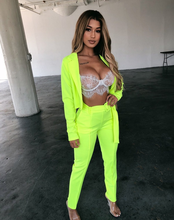 Green Short Blazer + High Waist Pant Suits Women Solid Colors Two Piece Set Casual Office Blazer Suit with Free Belt Big Sashes 2024 - buy cheap