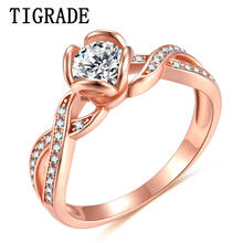 Tigrade-Anillo de Plata de Ley 925 para mujer, Color oro rosa, infinito AAA + CZ, banda de boda, anillo de compromiso, aniversario femenino 2024 - compra barato