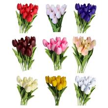 Tulipán Artificial de tacto Real, ramo de flores decorativas para boda, decoración del hogar de alta calidad, multicolor, 10 Uds. 2024 - compra barato