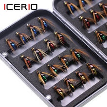 ICERIO 32pcs/Box Bead Head Fast Sinking Nymph Scud Fly Bug Worm Trout Fishing Flies Artificial Insect Fishing Bait Lure 2024 - buy cheap