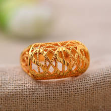 24K Gold Color Ring Women Girl Gift Wholesale Gold Color  Classic Wedding Bands Rings for Men Jewelry 2024 - buy cheap