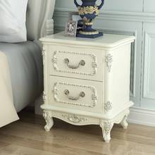 European pastoral solid wood white drawers simple bedside cabinet storage cabinet bedroom bedside cabinet 2024 - buy cheap