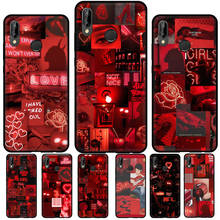 Funda de teléfono suave con Collage de estética roja para Huawei, P20, P30, P40 Lite, Mate 10, 20 Pro, P Smart, 2019, 2021 2024 - compra barato