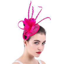 Tocado de novia rosa, accesorios para el cabello hechos a mano Sinamay Pillox, gorros para elegante Derby 2024 - compra barato