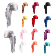 Long Silk Satin Turban Hat Unisex Wigs Doo Durag Men Breathable Pirate Hat Durags Biker Head Wrap Chemo Cap Hair Accessories 2024 - buy cheap