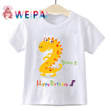 Camiseta de dibujos animados para niño y niña, camiseta de dinosaurio de cumpleaños, regalo para niño 2024 - compra barato