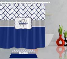 Марокканские клетчатые геометрические узоры текстурированные занавески для душа с 12 крючками синий полиэстер ткань Ванная ванна занавеска для душа s 2024 - купить недорого