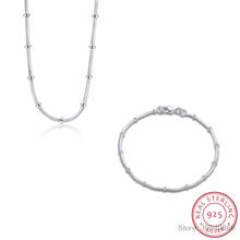 925 Sterling Silver cute fine gifts for women lady wedding chain bead necklace bracelets fine jewelry Set 2024 - buy cheap