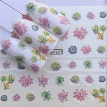 1 лист водных переводных наклеек для ногтей, наклейки, цветной цветочный узор, наклейки для дизайна ногтей, обертывания, украшения для маникюра 2024 - купить недорого
