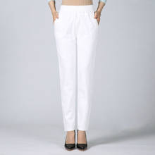 Женские брюки с высокой талией, эластичные прямые брюки большого размера в Корейском стиле на весну и лето 2020, XL-5XL 2024 - купить недорого