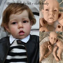 Boneca reborn bebê 28 polegadas, kit realista, boneca sem pintura, peças de boneca, faça você mesmo, kit de boneca em branco 2024 - compre barato