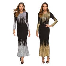 Bronzing Printed Bodycon Women Dress Elegant O Neck Long Sleeve Mermaid Dress Spring Club Party Long Maxi Dresses Vestidos Femme 2024 - buy cheap