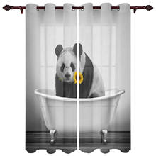 Панда в ванну с подсолнухом, занавески на окна для детской комнаты, гостиной, занавески на стену, занавески для кухни 2024 - купить недорого