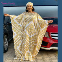 2021 New African Women's Dashiki Silk Maxi Abaya Fashion Loose Embroidery Long Abaya African Dress For Women African Clothes 2024 - buy cheap