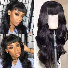 26'' Brazilian Body Wave Human Hair Wigs with Bangs 150% Density Wigs Glueless Full Machine Made Remy Hair Wigs 2024 - buy cheap