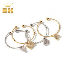 The Bling King Simple Style CZ Initial Letter Bracelet Gold Gift Copper A-Z Pendant Gold Charm Bracelet Unisex Punk Jewelry 2024 - buy cheap