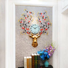 European Deer Wall Clock for Living Room Creative Mute Non-Luminous Retro Domestic Pocket Watch Quartz Clock Modern Home Decor 2024 - buy cheap