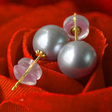 XF800-pendientes de perlas de oro amarillo de 18K para mujer, joyería fina Au750, aretes redondos de perlas de 7-8mm, regalo E385 2024 - compra barato