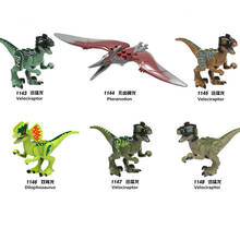 Bloques de construcción de Parque Jurásico para niños, juguetes de bloques de construcción de parque de dinosaurios, Pterosauria, Triceratops, Indomirus, t-rex 2024 - compra barato