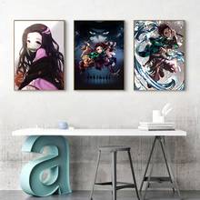 Demon slayer: kimetsu não yaiba tanjirou nezuko anime mangá lona pintura parede poster fotos para sala de estar decoração para casa 2024 - compre barato