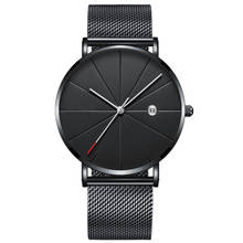 Luxury Watch Men Mesh Ultra-thin Stainless Steel calendar Quartz Wrist Watches Male Clock Gift reloj hombre relogio masculino 2024 - buy cheap