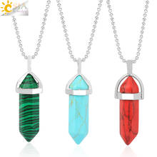 CSJA Bullet Shaped Pendants Necklaces Gem Stone Hexagonal Pillar Healing Pointed Charms Fashion Jewelry for Women Men Gifts E059 2024 - buy cheap