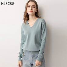 high quality Spring Autumn V Neck Knitted Pullovers Women Slim basic Sweater Elastic Solid Color Jumpers female women sweater 2024 - buy cheap