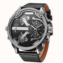 Relojes de marca de lujo Oulm relojes de gran tamaño para hombre relojes de cuarzo de 2 zonas horarias relojes militares para hombre reloj masculino reloj 2024 - compra barato