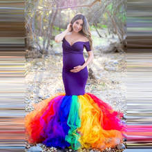 Vestidos de tutú de arcoíris, accesorios de fotografía de maternidad, vestido de fotografía de embarazo, cola de pez, maxivestido de maternidad para sesión de fotos 2024 - compra barato