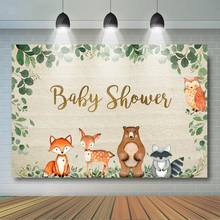 Woodland Animals Baby Shower Party Decoration Green Leaves Forest Animals Background Safari Animal Baby Shower Wooden Backdrops 2024 - buy cheap