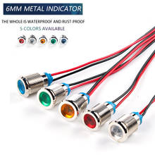 6mm LED Waterproof Metal Indicator Light Signal Lamp With Wire 3V 6V 12V 24V 110V 220V Red/Yellow/Blue/ Green/White Metal button 2024 - buy cheap