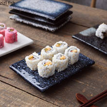 Prato de cerâmica japonês para sushi, prato retangular criativo para lanche, prato para o café da manhã, prato plano de sobremesa 2024 - compre barato