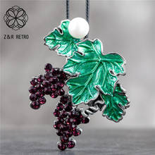 Grape Pendants Long Chains Necklace Vintage Jewelry for Women Leaf Plant 2022 Suspension Chokers Wholesale Jewellery Accessories 2024 - buy cheap