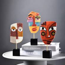 Modern Resin Crafts Abstract Face Mask Art Ornament Creative Living Room Wine Cabinet Decoration Home Decoration Accessories 2024 - buy cheap