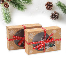 High Quality 6/12/24Pcs Christmas European New Style Kraft Paper Box Kraft Paper Christmas Cookie Gift Boxes With Clear Window 2024 - buy cheap