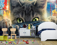 Пользовательские papel де parede infantil, мультфильм кошка фрески для детской комнаты ясли фон обои 2024 - купить недорого