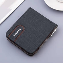 2021 New Canvas Zipper Short Men's Wallet With Coin Pocket Clutch Bag For Male Money Case Leather Purse Credit Card Holder 2024 - buy cheap