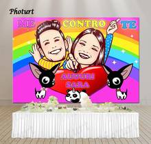 Photurt-fundo para festa de aniversário unissex, fotografia em vinil, arco-íris, cachorro, adereços para estúdios 2024 - compre barato
