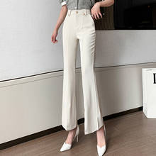 New Flare Pants Women Casual Black Apricot High Waist Split Straight Pants Trousers Office Wild Clothes Womens 2024 - buy cheap