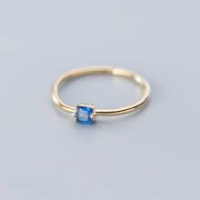 Mloveacc anel de dedo dourado para mulheres, prata esterlina de casamento 925, anéis ajustáveis de zircônia cúbica azul, tamanho livre 2024 - compre barato