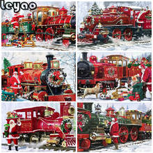 Tren de Santa Claus bordado de diamantes, cuadro de diamantes redondo, bricolaje, Mosaico, Decoración del hogar, regalo de Navidad, nieve 2024 - compra barato