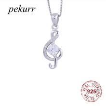 Pekurr 925 prata esterlina grande cristal nota musical colares para mulher sinal de música nota pingentes gargantilha festa moda jóias 2024 - compre barato