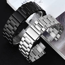Pulseira de aço inoxidável, 16mm, 18mm, 20mm, 22mm, 24mm de largura, pulseira de relógio para samsung gear sport s2, s3, galaxy 42mm, 46mm, pulseira de relógio de metal 2024 - compre barato
