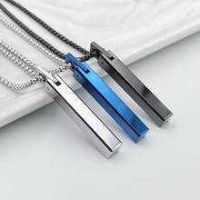 Alta qualidade azul preto prata cor pingente colar feminino aço inoxidável barra quadrada colar masculino jóias decoração presente 55cm 2024 - compre barato