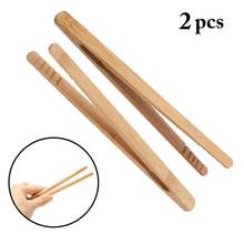 2pcs Bamboo Food Tongs Utensils Non-slip Cooking Clip Clamp Dessert BBQ Salad Tools Grill Kitchen Accessories 2024 - buy cheap