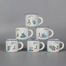Mini copo de chá de cerâmica nostálgico, conjunto de 6 pacotes retrô de esmalte, copo de água para crianças kung fu 2024 - compre barato